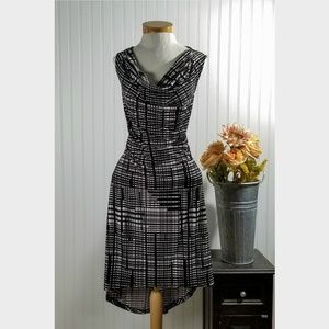 | grace | black & cream ruched hi-lo dress